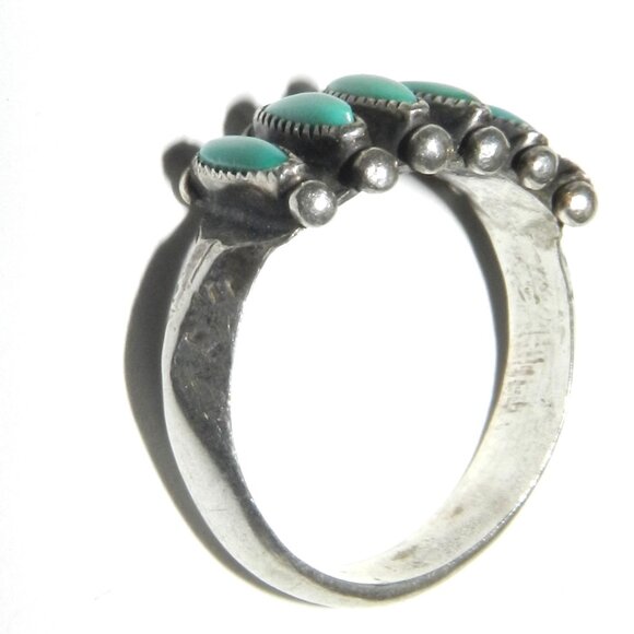 JANICE PALOMA NAVAJO ZUNI STERLING SILVER RING SIZE 7 TURQUOISE - Picture 4 of 10